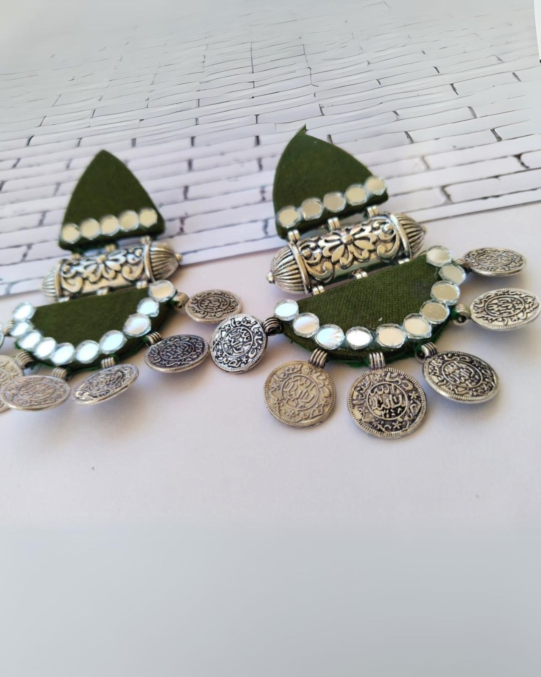 Mehndi green coins jhumka