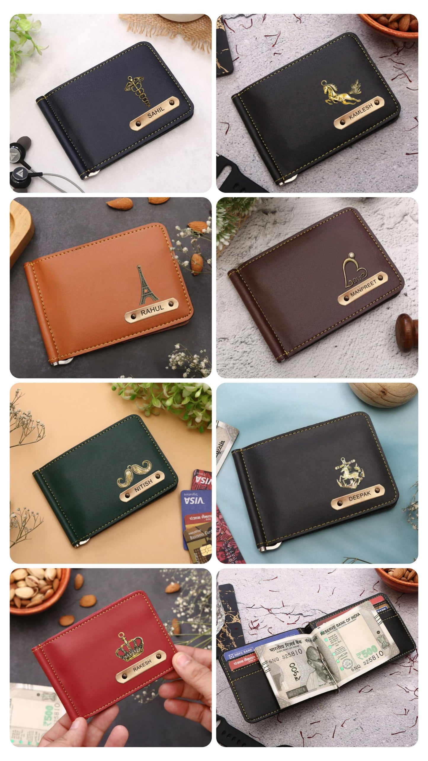 Leather Customized Money clipper Wallet for men