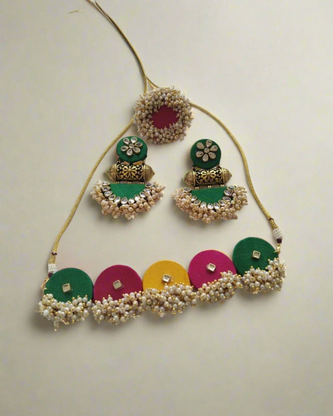 Multicolor Beaded Choker & Jhumka