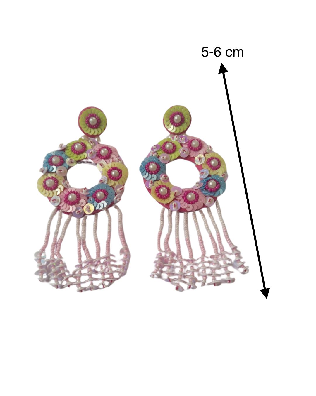 Multicolor beaded long earrings