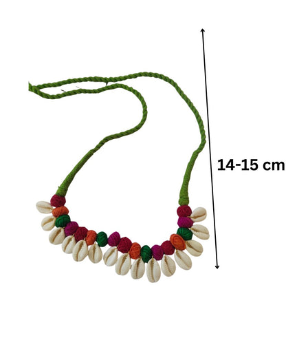 Multicolor Pom pom shell choker