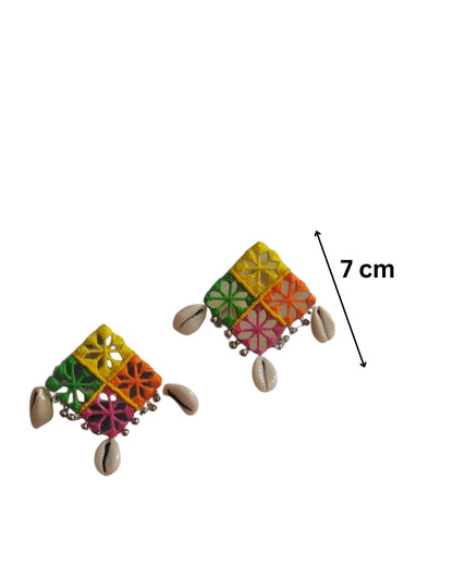 Multicolor Mirror Square Earrings