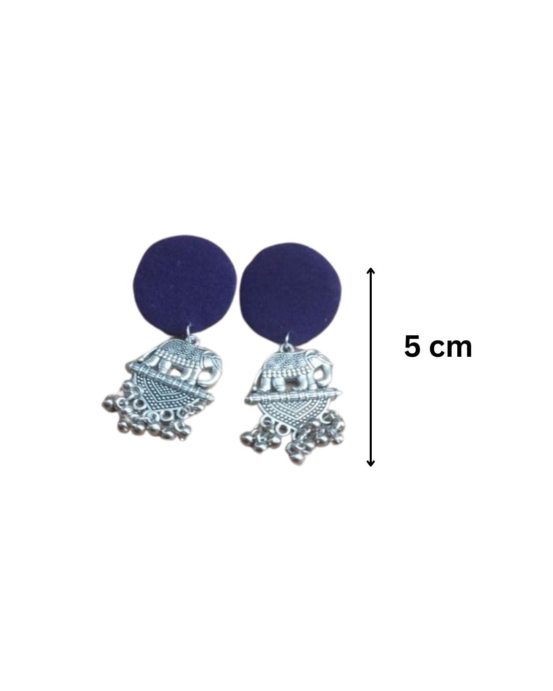 Navy Blue Elephant Charm Earrings