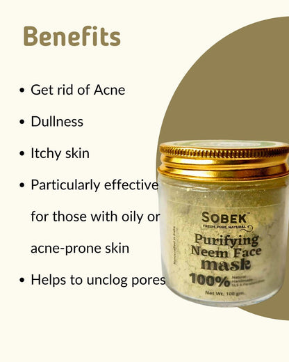 Infographics showing neem face mask benefits
