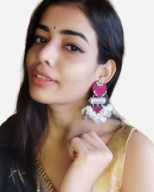 Wine coins beaded earrings