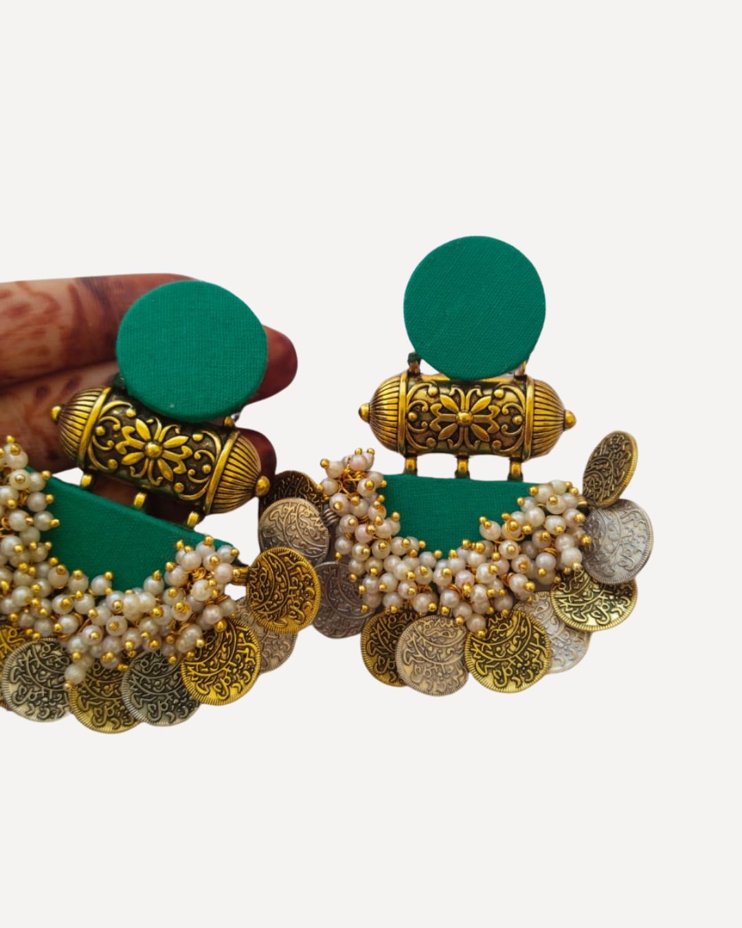 Golden Coin jhumka earrings