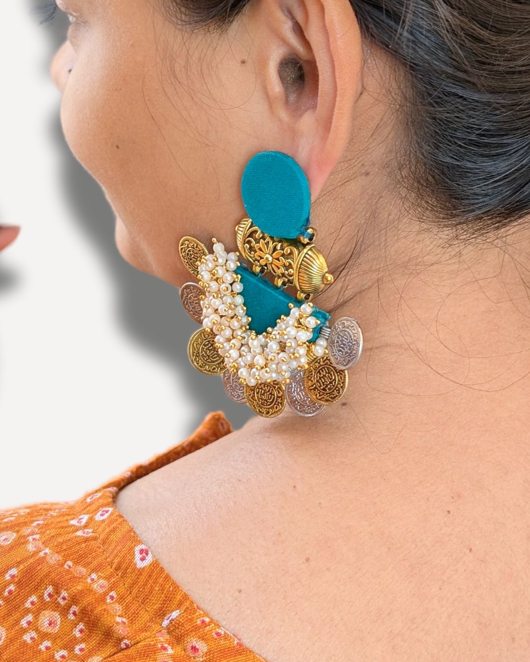 Golden Coin jhumka earrings