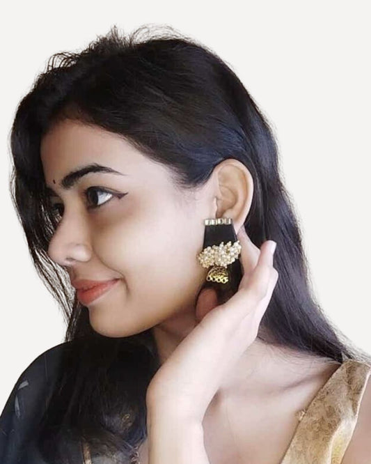 Black & Golden Jhumka Earrings