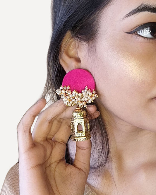 Pink beaded earrings