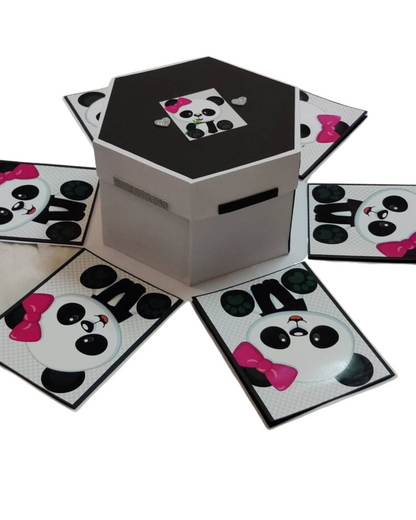 Panda and kitty three layer explosion box with Personalized photos