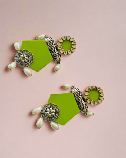 Pearl Green Jhumka Earrings