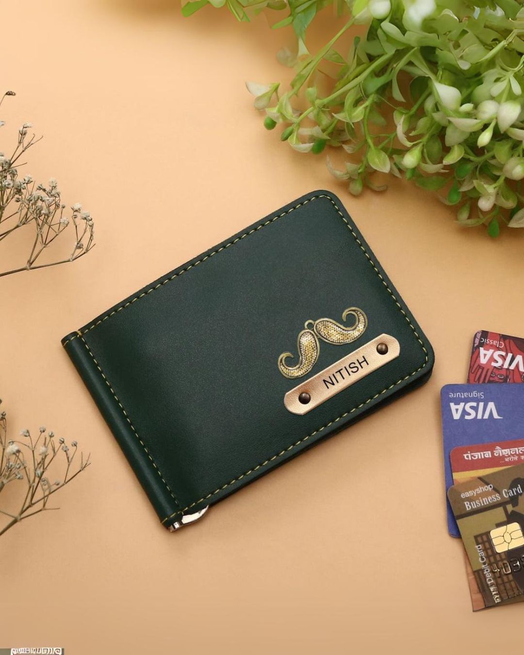 Personalized Leather Money Clip Wallet