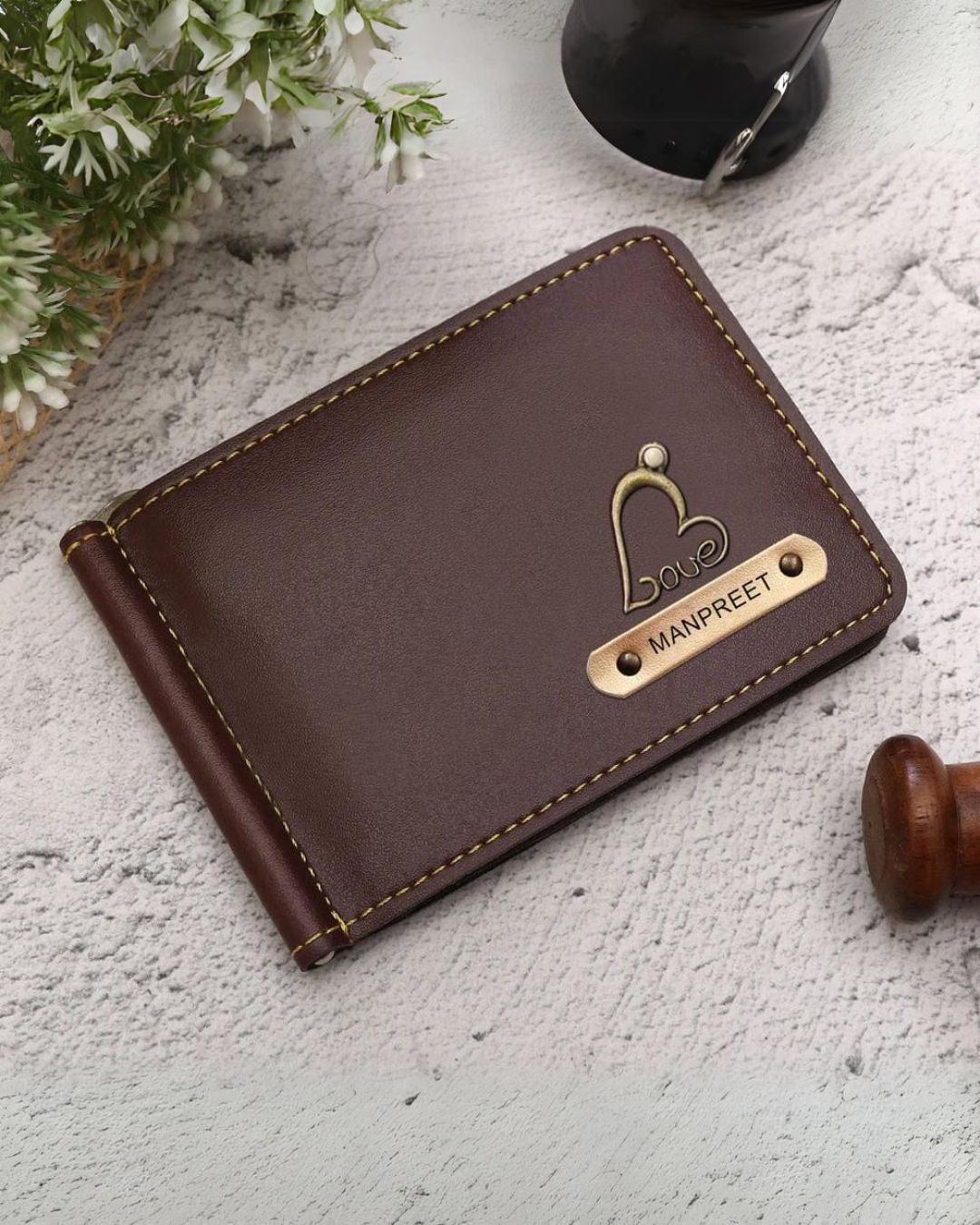 Personalized Leather Money Clip Wallet