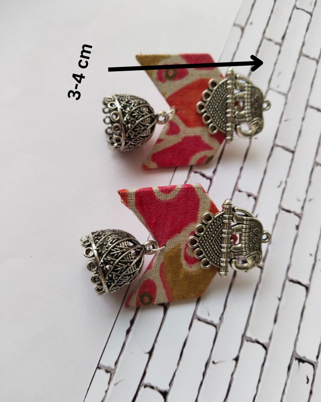 Pink Floral Elephant Charm Jhumka