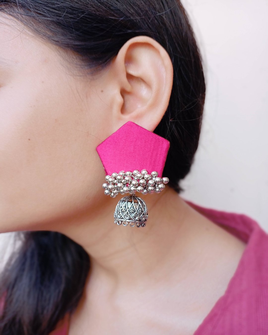 Pink Ghungroo Mini Jhumka