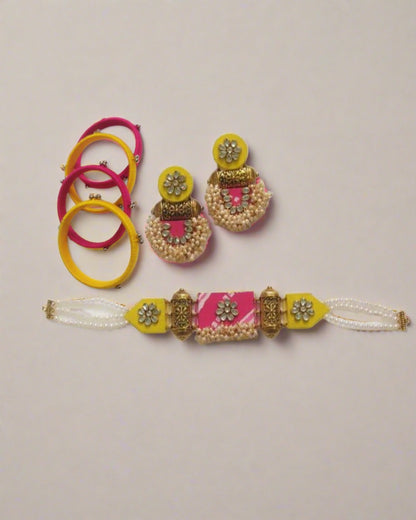 Pink Gulaabi Beaded Set