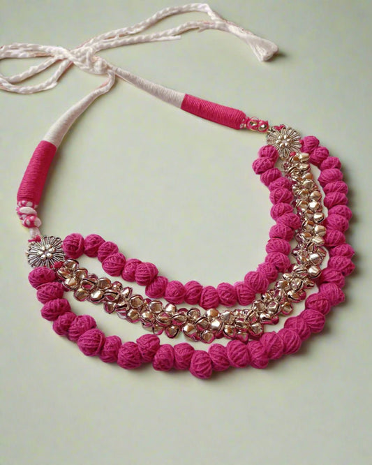 Pink Pom Pom Ghungroo Choker