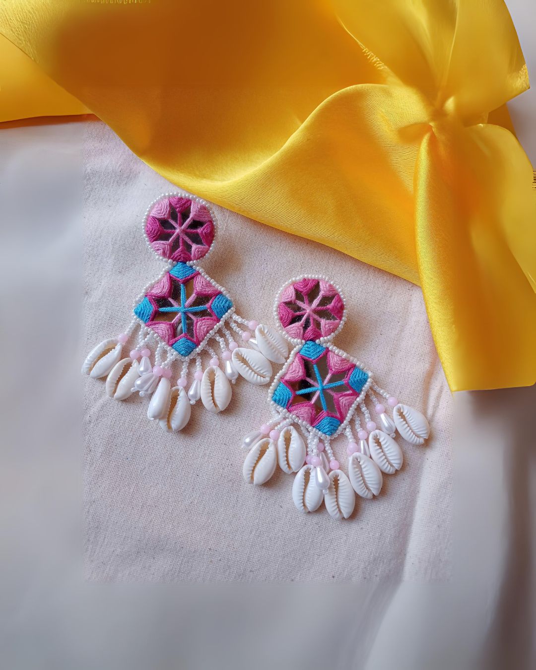 Pink-Blue Shell Earrings