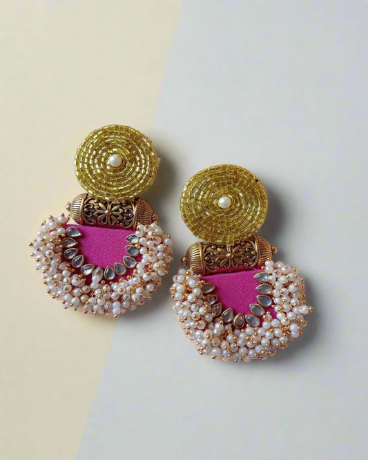 Pink & Gold Jhumka Earrings