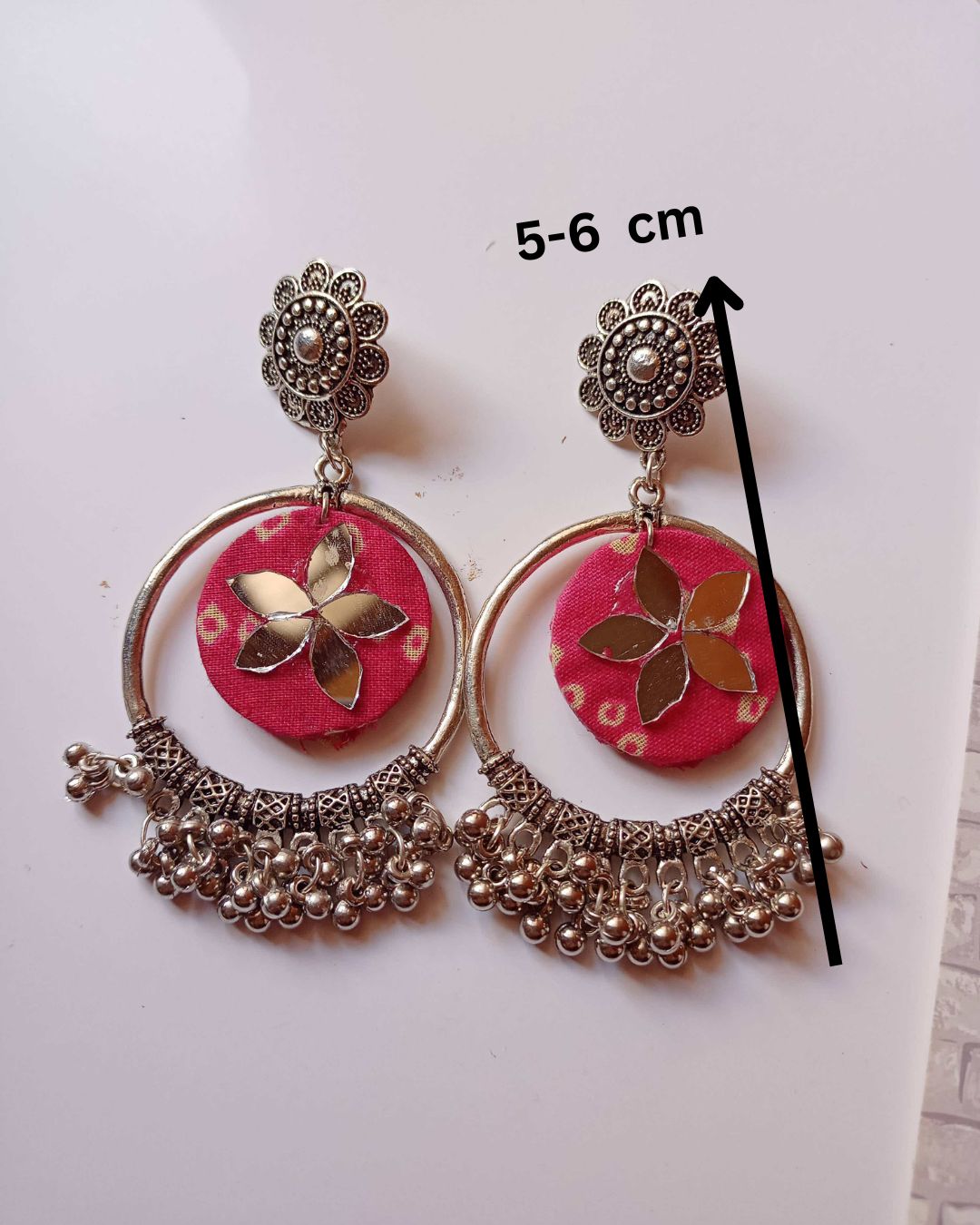 Pink Bandhani Ghungroo Earrings