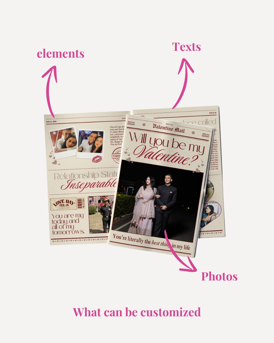 Custom Love Newspaper - Valentine Mail Edition | Crimson press issue
