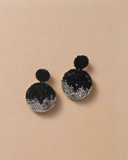 Black and grey beaded earrings