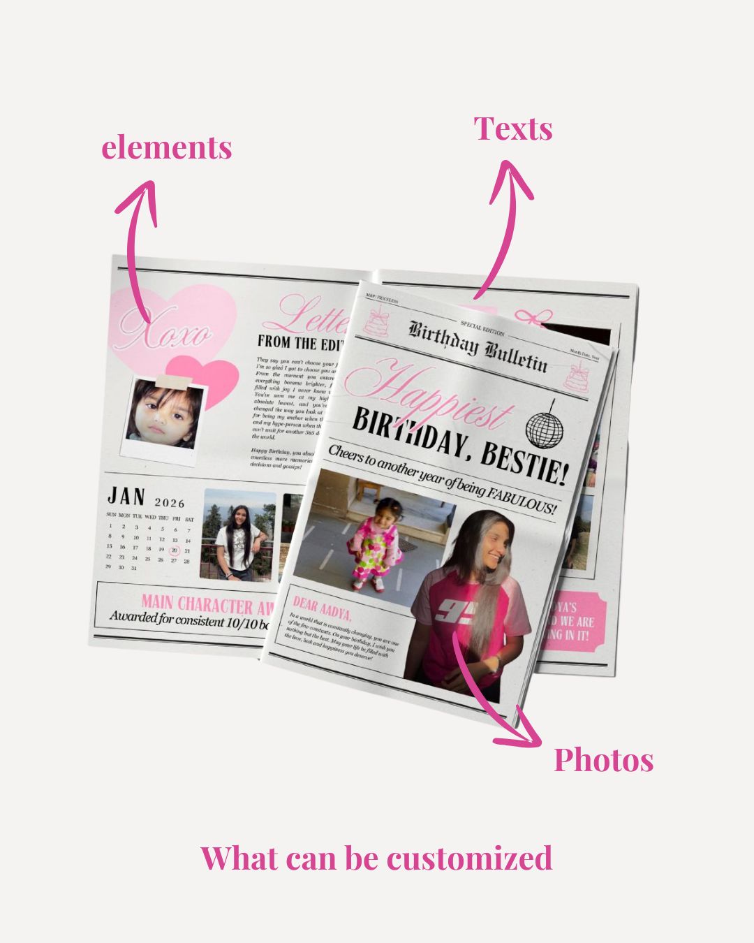 Custom Birthday newspaper - Lady in spotlight edition | Pop Bold issue