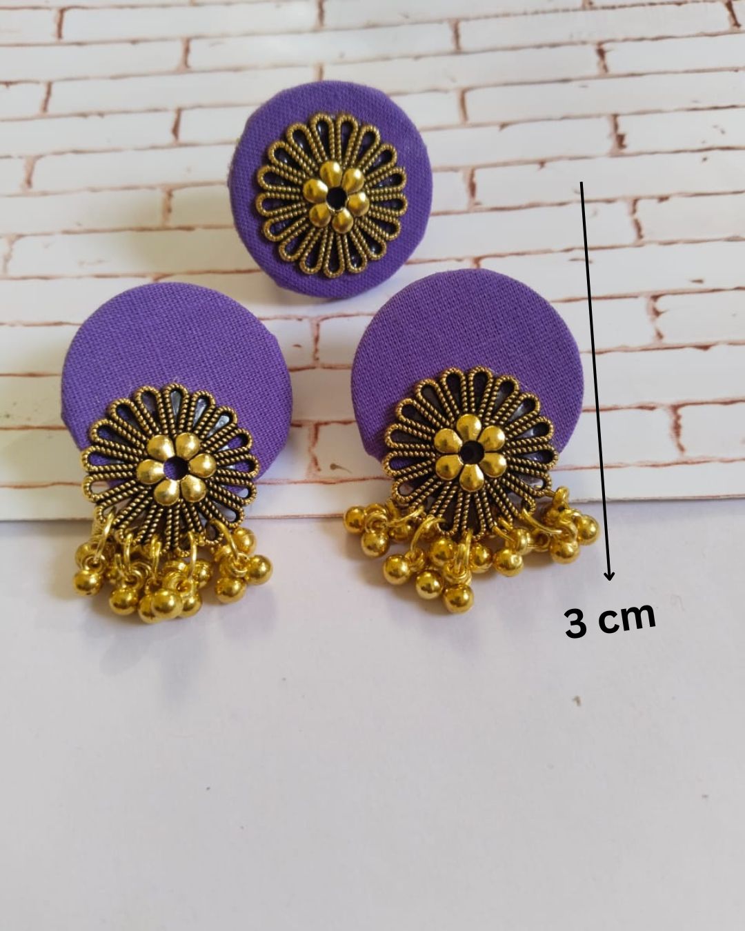 Purple Gold Stud Earrings & Ring Set