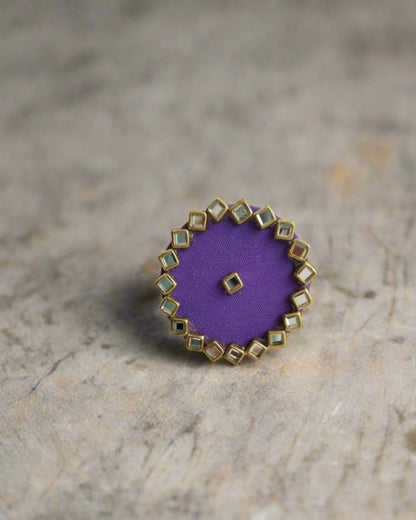 Purple Ring with Kundan Border