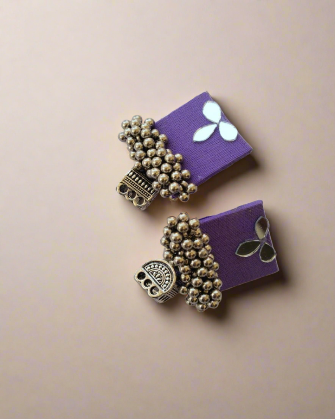 Purple mirror square earrings