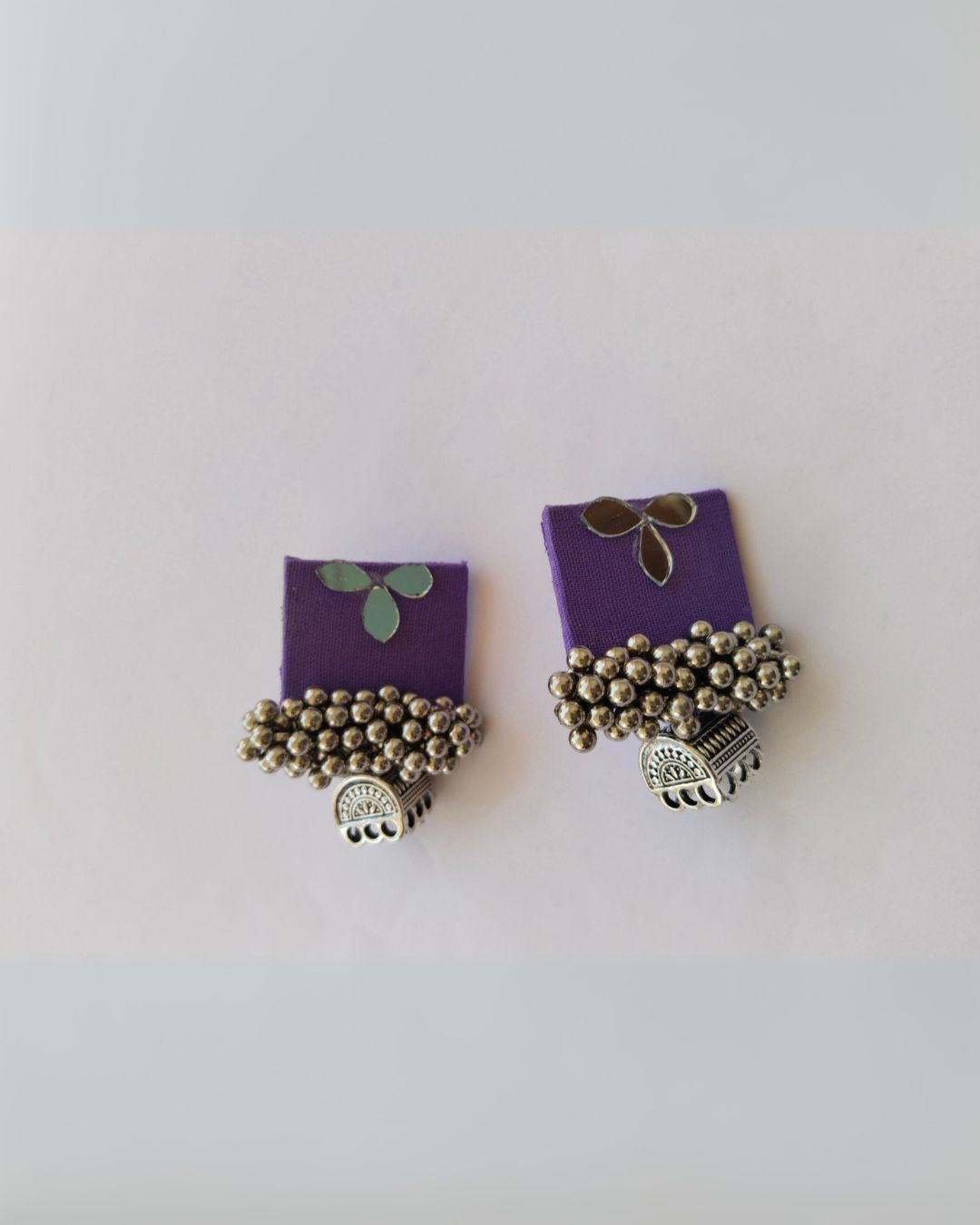 Purple mirror square earrings