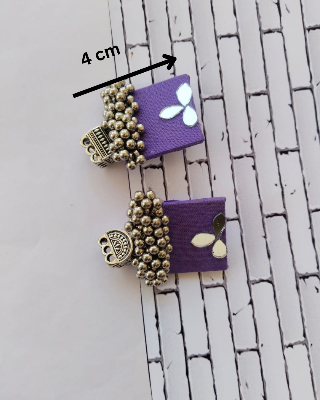 Purple mirror square earrings