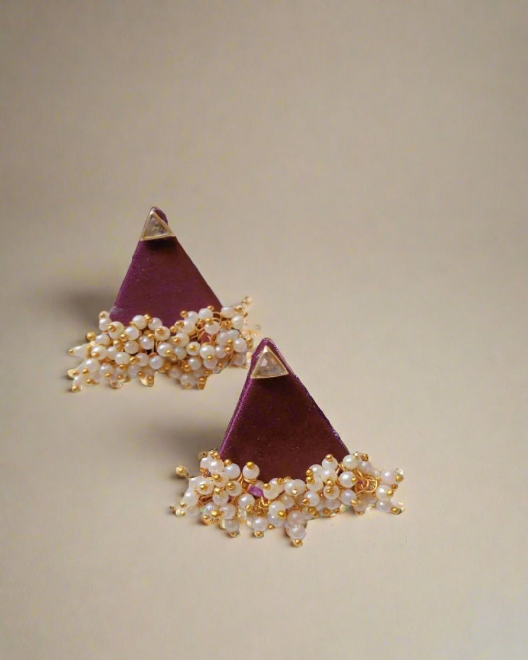 Purple triangular beaded studs