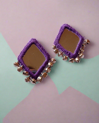 Multicolour Mini Mirror Triangular studs earrings