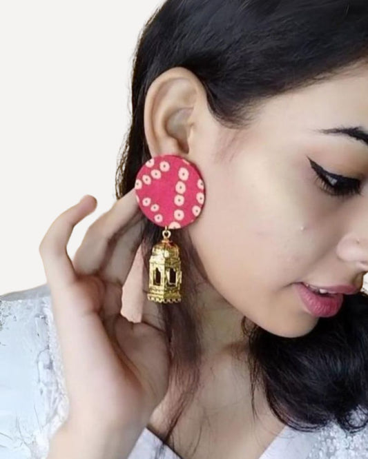 Red Bandhani & Golden Jhumkas