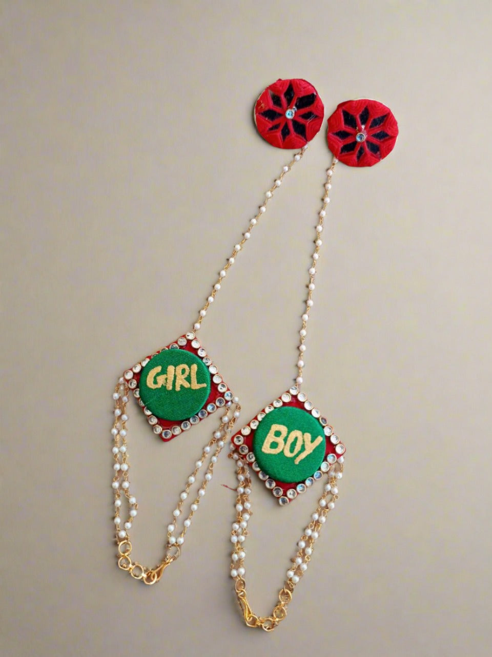 Rainvas Mom to be customised baby shower necklace, earrings, tika, bracelet brooch set