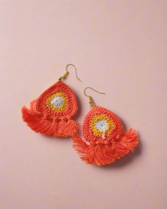 Radiant Orange Tassel Earrings