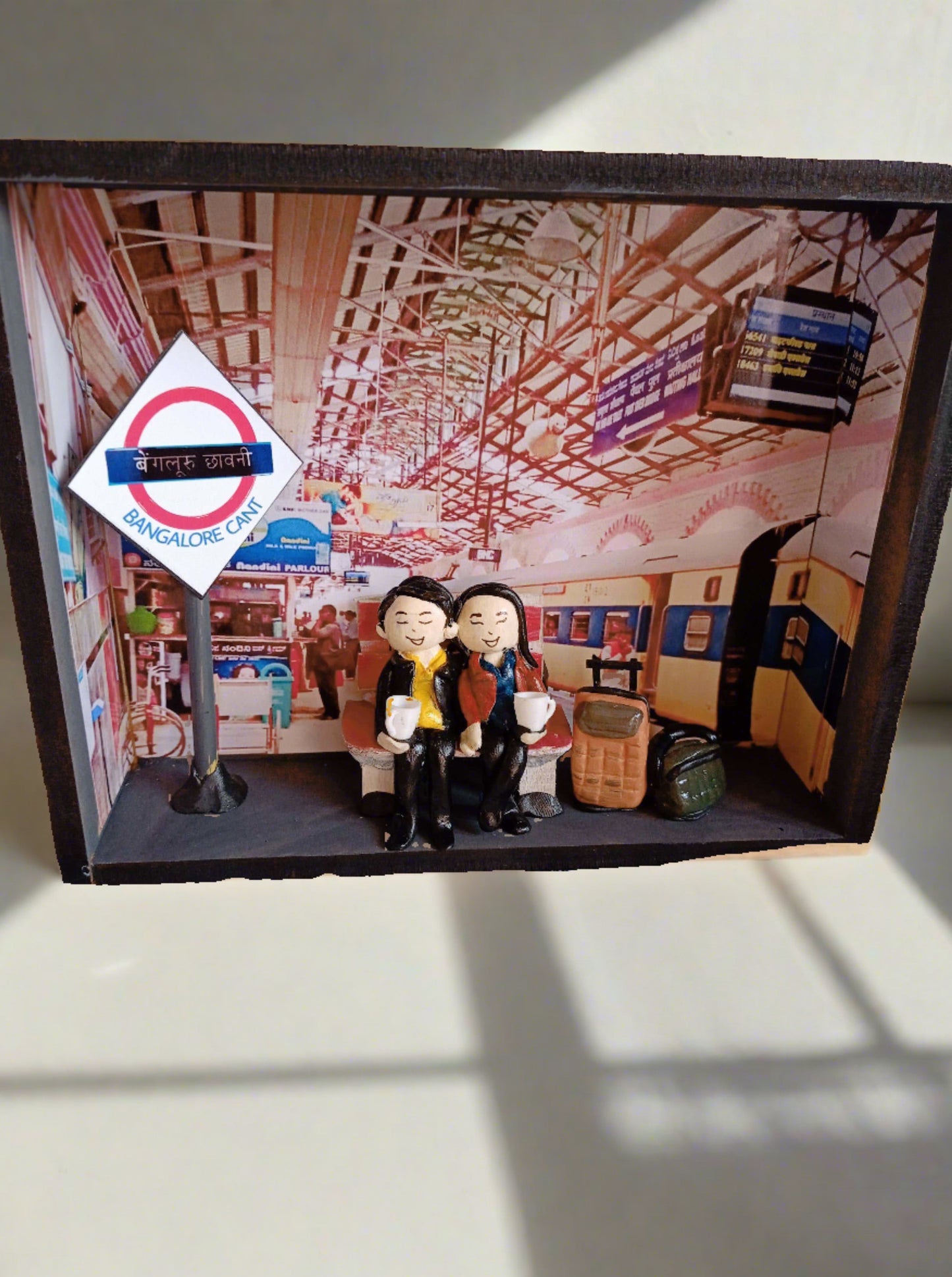 Railway station train customized shadow box miniature