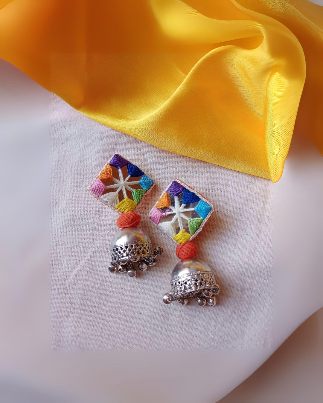 Rainbow Mirror Jhumkas