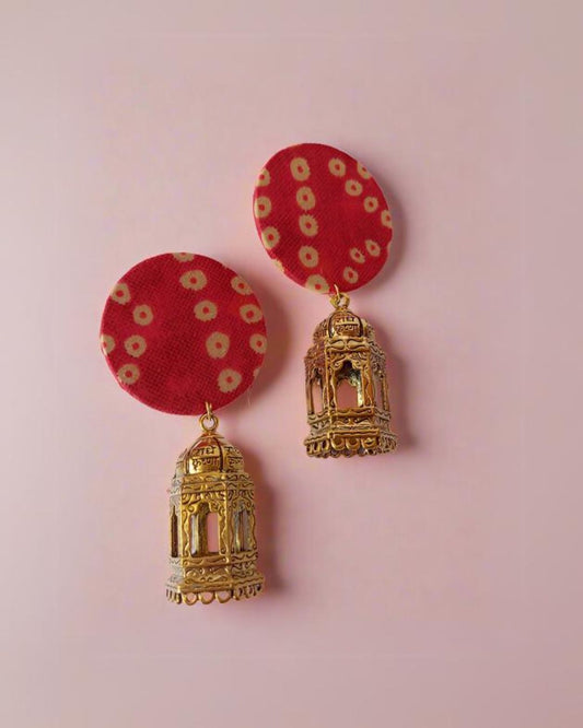 Red Bandhani & Golden Jhumkas