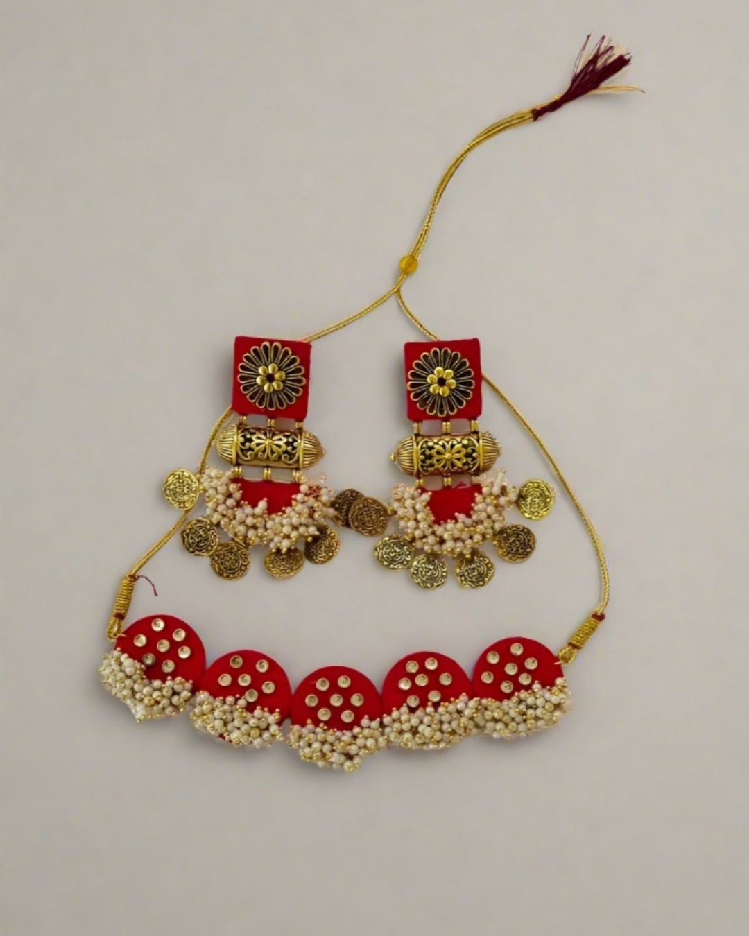 Red and Golden Necklace set