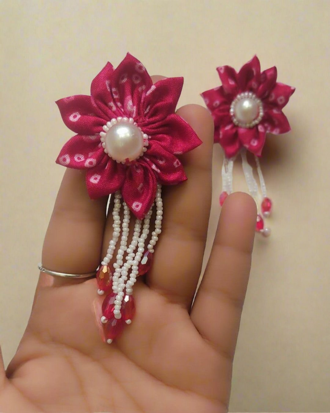 Rose Pink Fabric Latkan Earrings