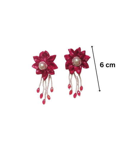 Rose Pink Fabric Latkan Earrings