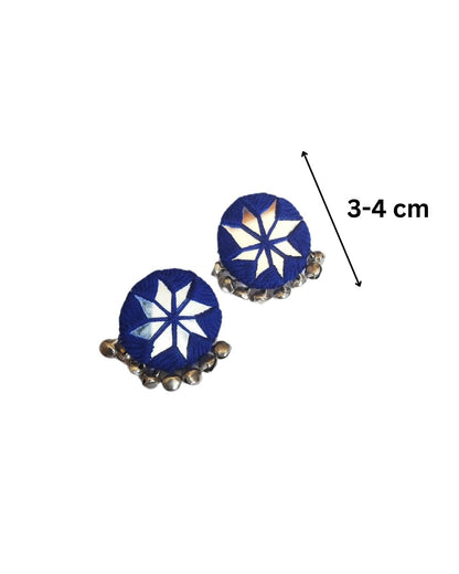 Royal Blue Round Mirror Shell Studs