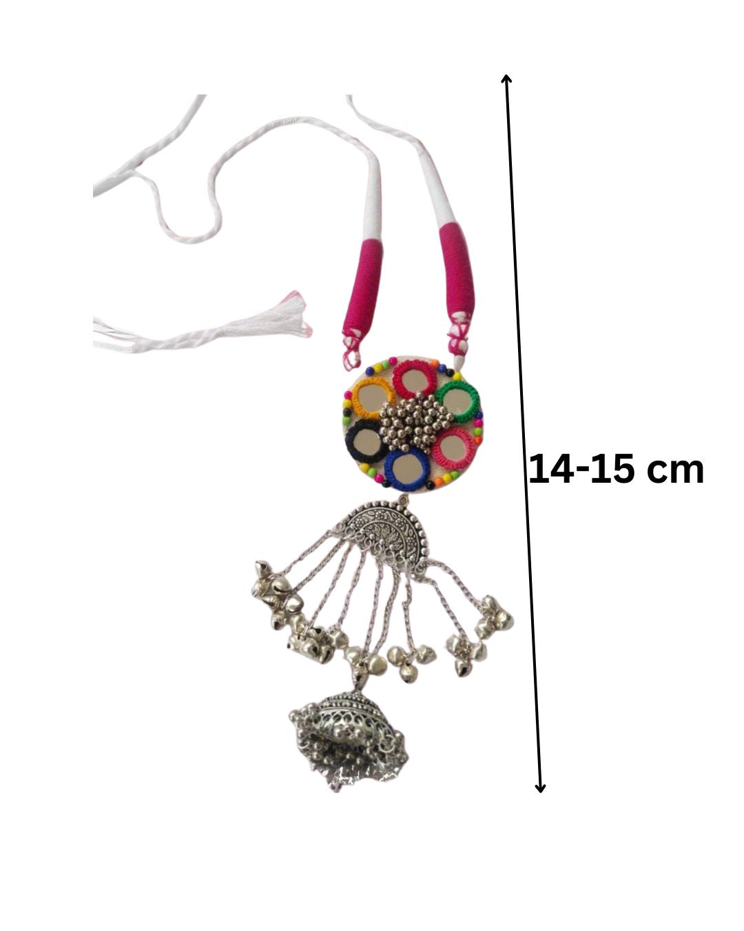 Silver Multicolour Beads Ethnic Necklace