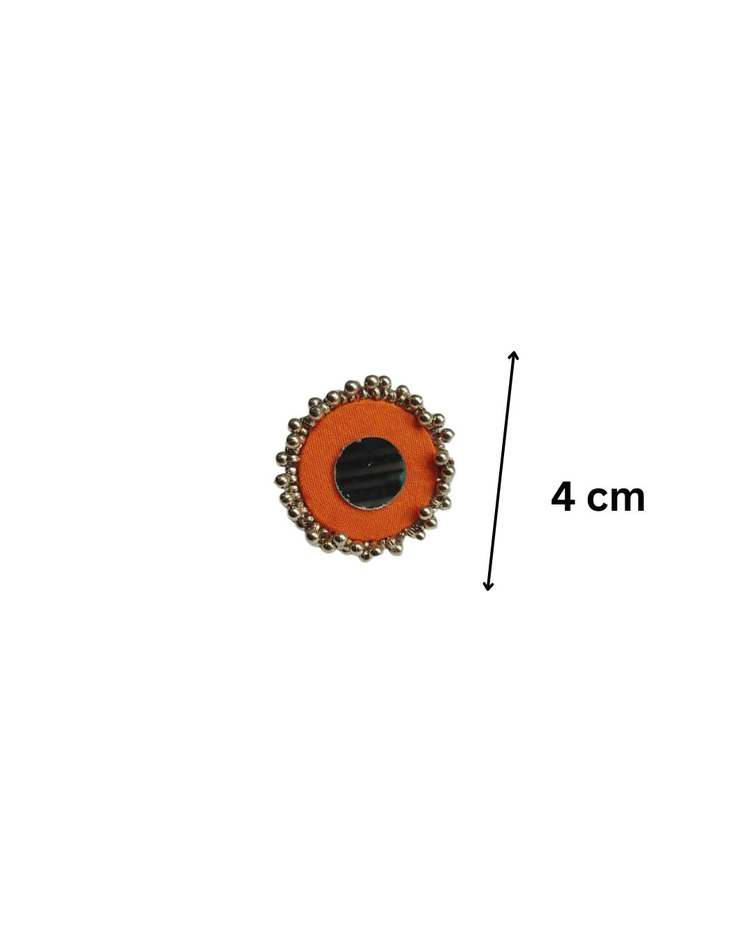 नारंगी चांदी के मोती दर्पण उंगली की अंगूठी समायोज्य