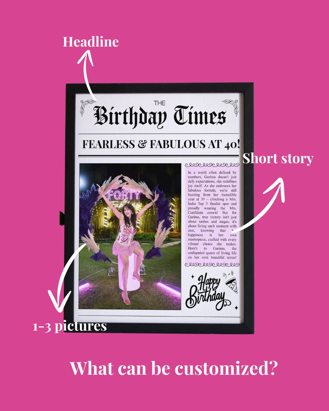 Custom Newspaper Front Page Headline Frame