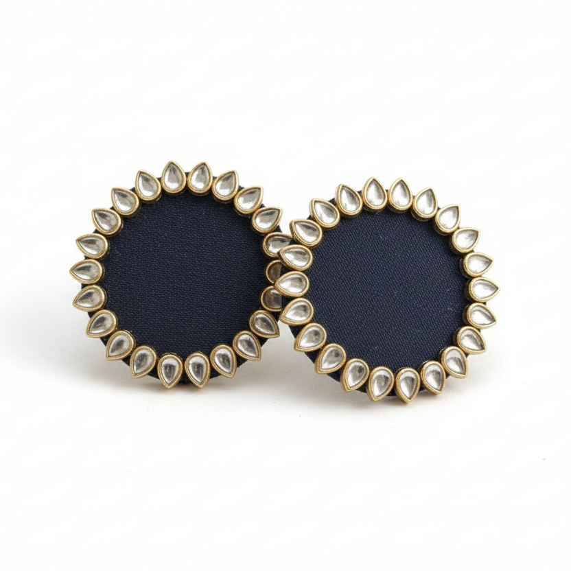 Black Halo Kundan Mini Stud Earrings