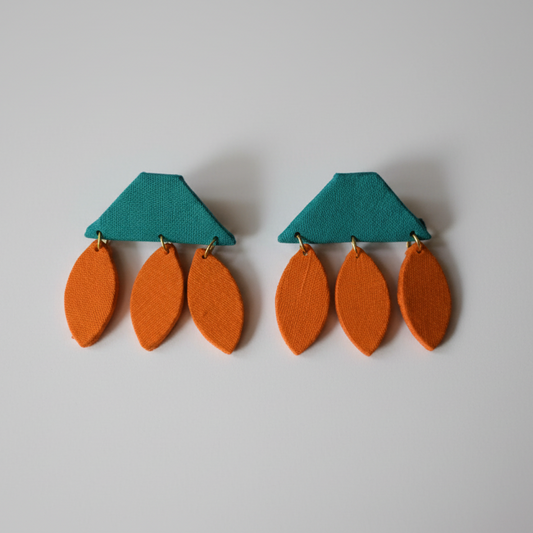 Tangerine Bloom Fabric Drop Earrings