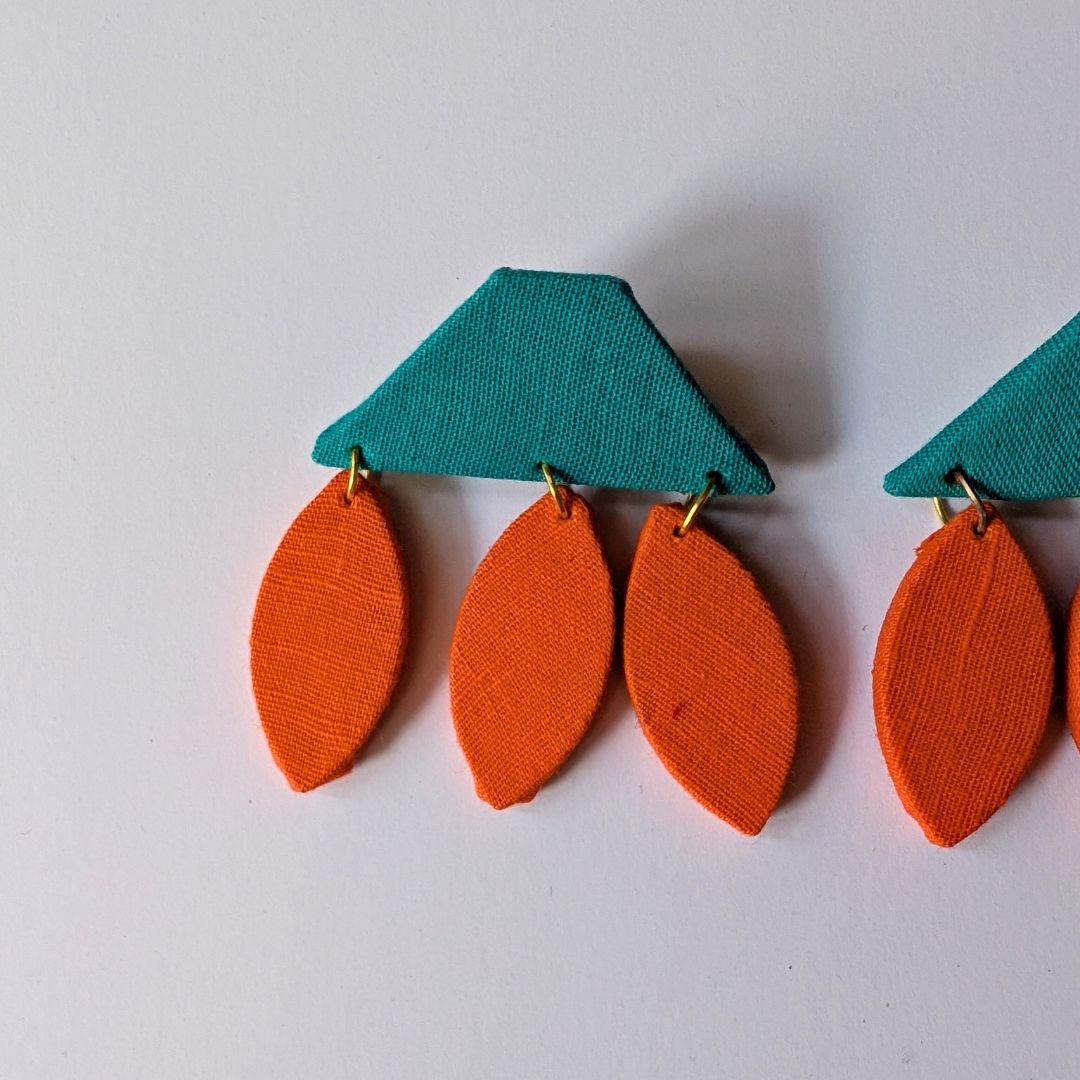 Tangerine Bloom Fabric Drop Earrings